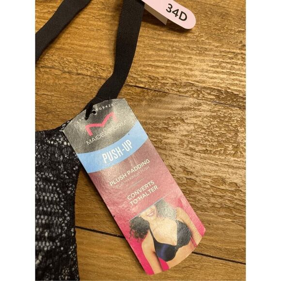 Maidenform 34D NWT snake skin print push-up bra grey black - Picture 3 of 6